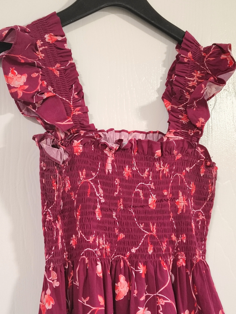 Hill House Home Ellie Nap Dress Burgundy Botanical Poplin Women's XS Preppy - Picture 6 of 9